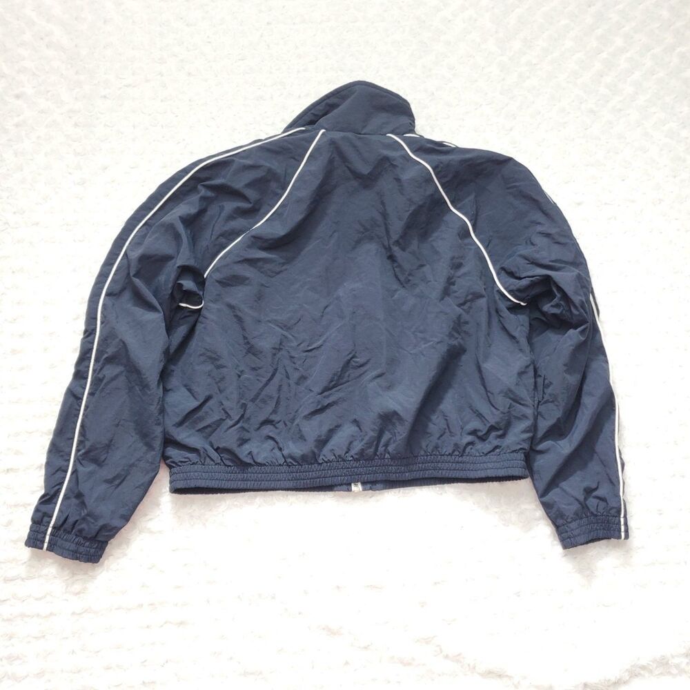 Abercrombie & Fitch Windbreaker Track Jacket Womens L Navy Blue Full Zip Cropped - Picture 6 of 9